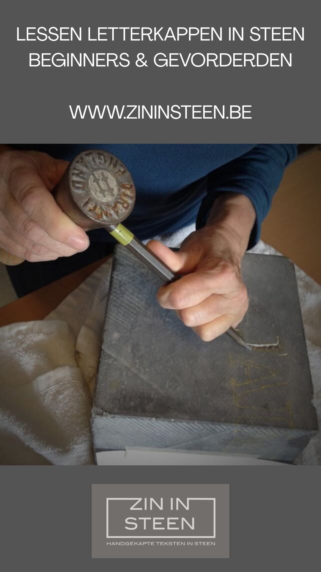 Lessenreeks "Letterkappen in steen", voor beginners en gevorderden.