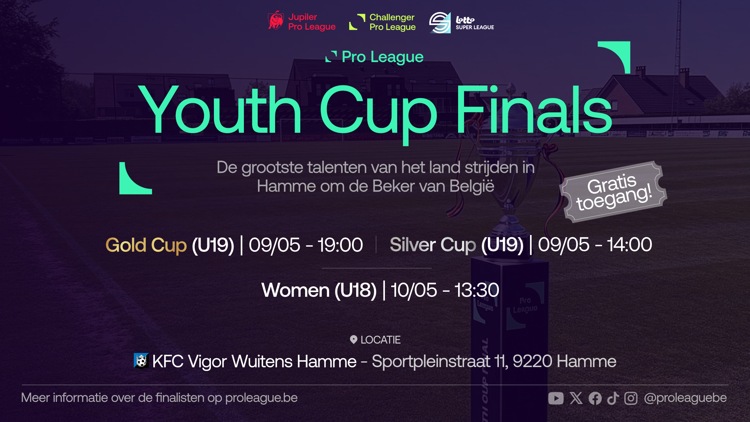 Welke jeugdploegen halen de finales van de Beker van België?