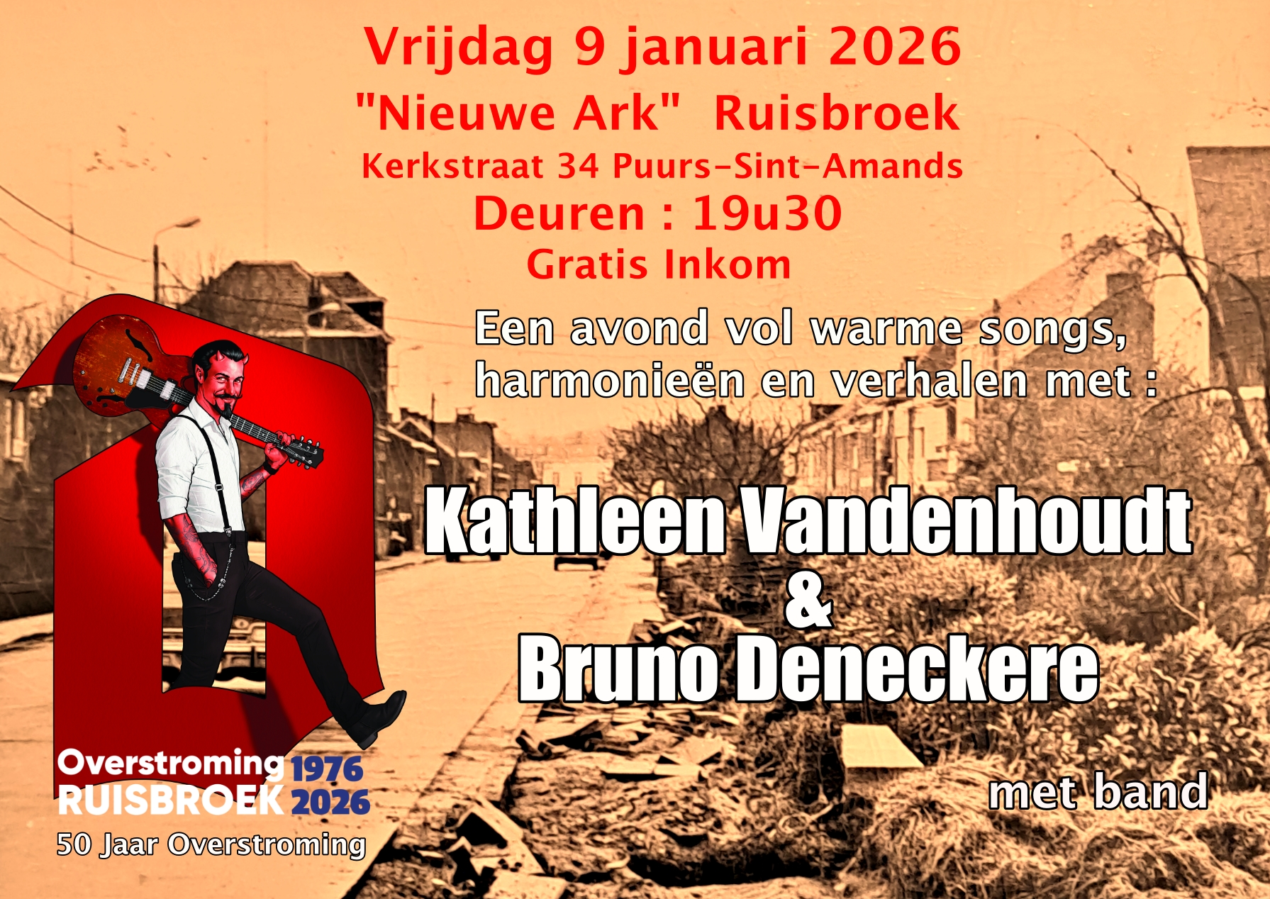 Naar aanleiding van 50 jaar Overstroming in Ruisbroek organiseerd  VZW Duvelblues een uitzonderlijk Concert.