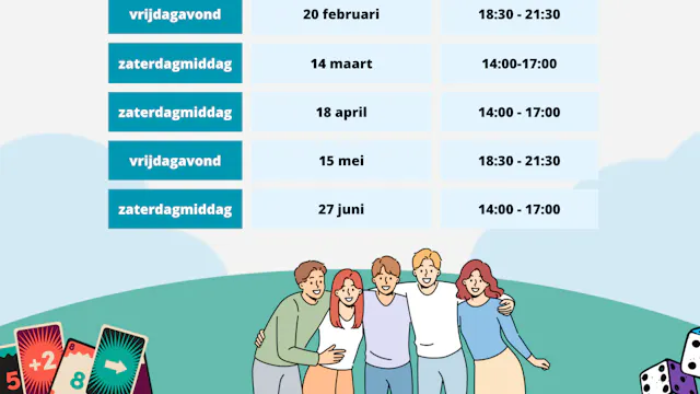 overzicht datums Spel in Pelt! Junior