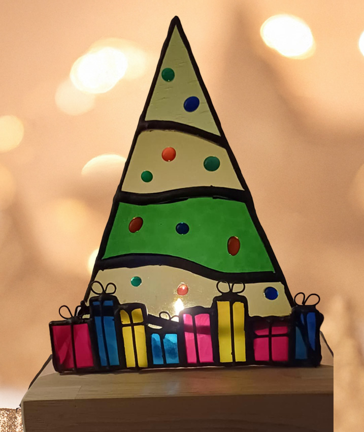 workshop kerstboom kaarsenhouder in tiffany techniek