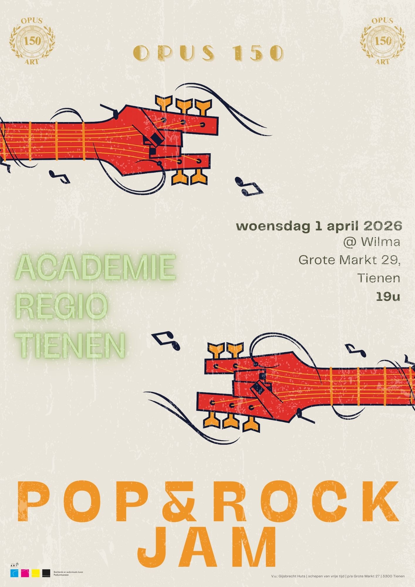 Affiche in art deco stijl met illustratie elektrische gitaren