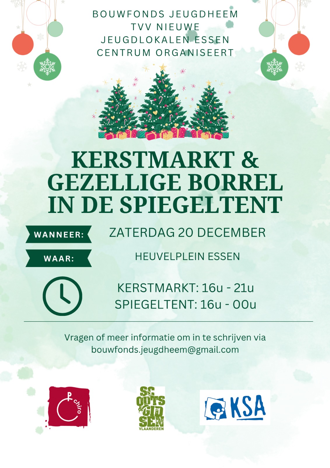 affiche Kerstmarkt en gezellig borrel spiegeltent