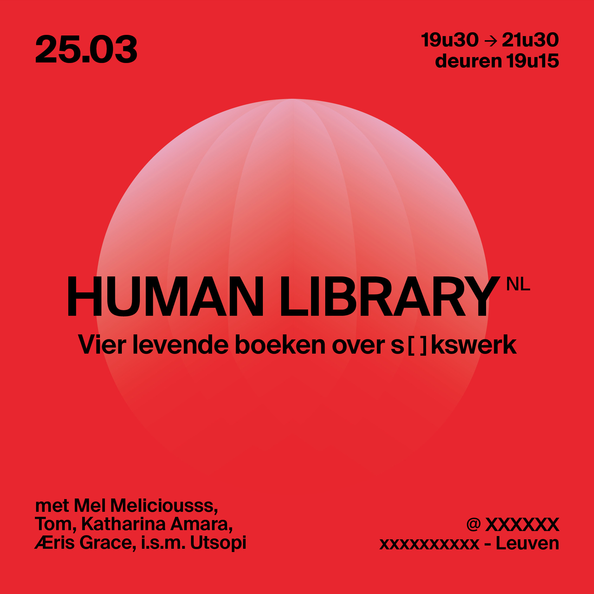 Deze bijzondere Human Library brengt vier sekswerkers met uiteenlopende ervaringen samen. Elke sekswerker vormt een ‘levend boek’ dat met bezoekers in gesprek gaat in korte, open en respectvolle ontmoetingen.