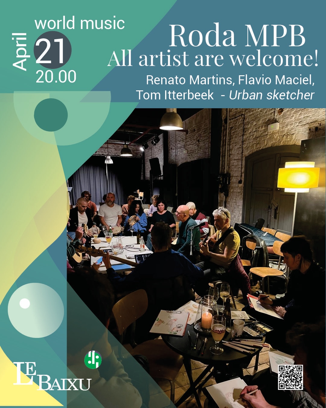 Braziliaans muziek roda - alle cartoonisten welkom