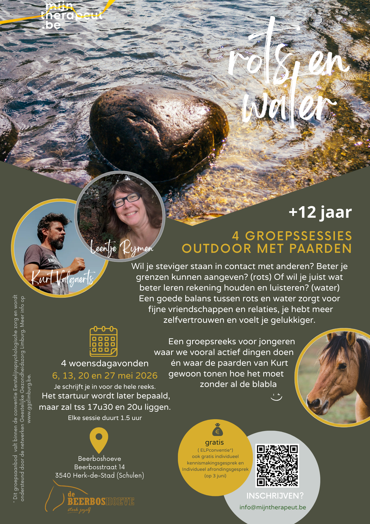 stevig jezelf zijn (rots) in vlotte omgang met de ander (water): we bieden je via paardencoaching de rots-en-water-methodiek aan! warm welkom aan alle tieners en jongeren tot 23 jaar