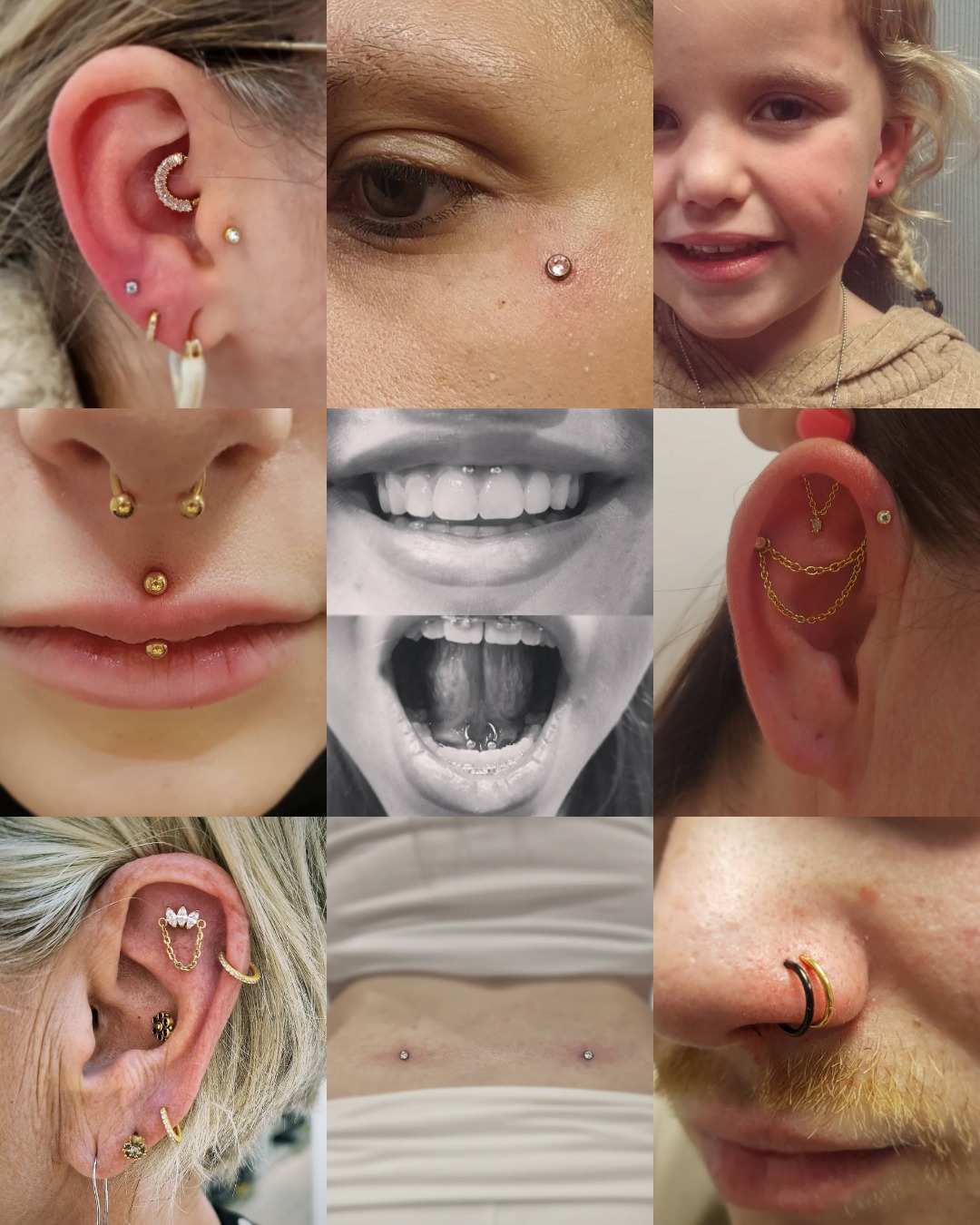 Enkele voorbeelden van mogelijke piercings