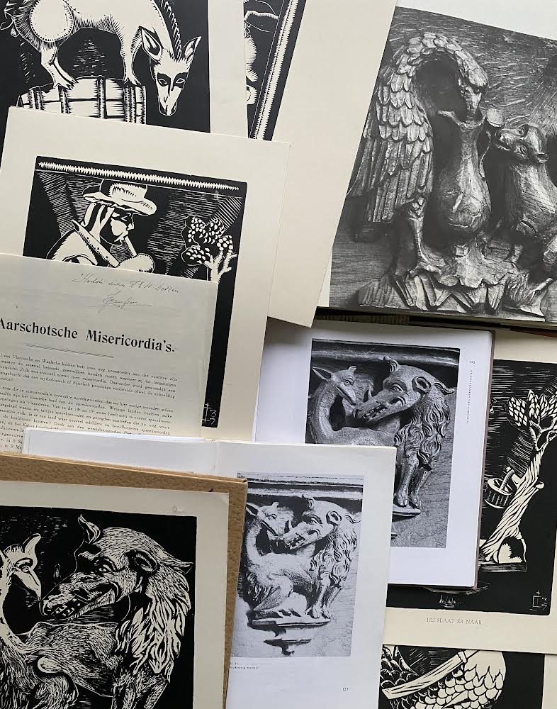 Aarschotse misericordia’s in grafiek, foto’s, boekillustraties en tekeningen