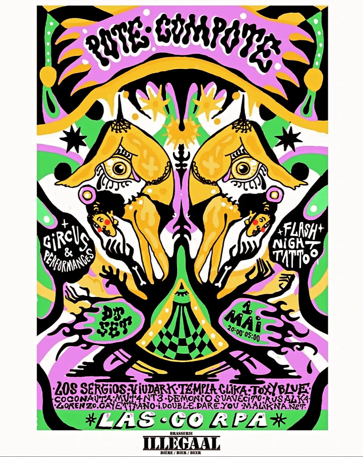 Affiche event Pote Compote 1 mai @Brasserie Illegaal