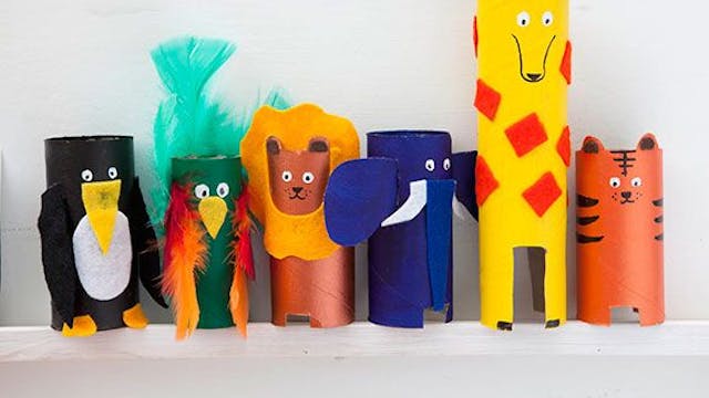 Dieren uit wc-rolletjes