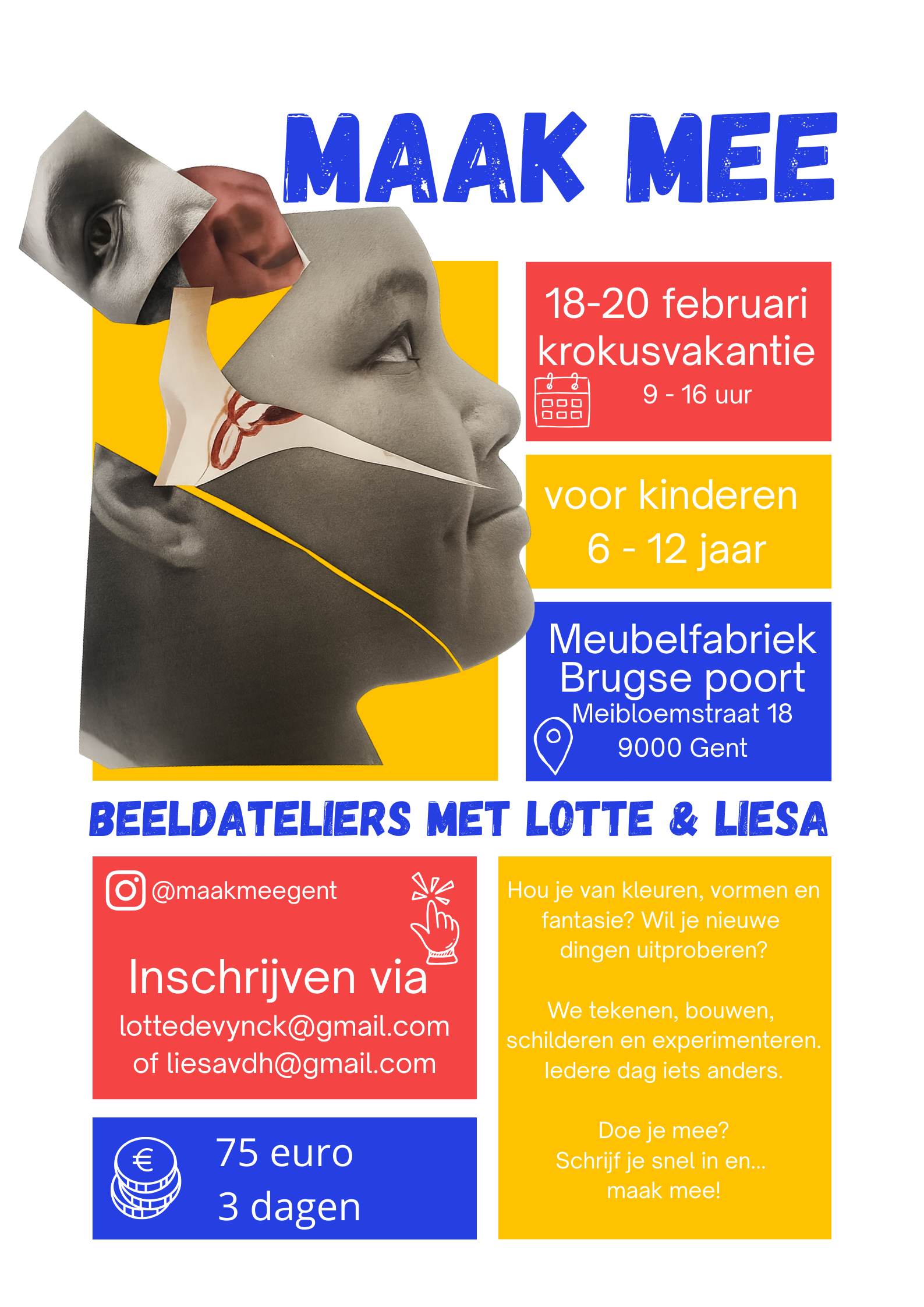 Flyer Maak mee atelier Krokusvakantie