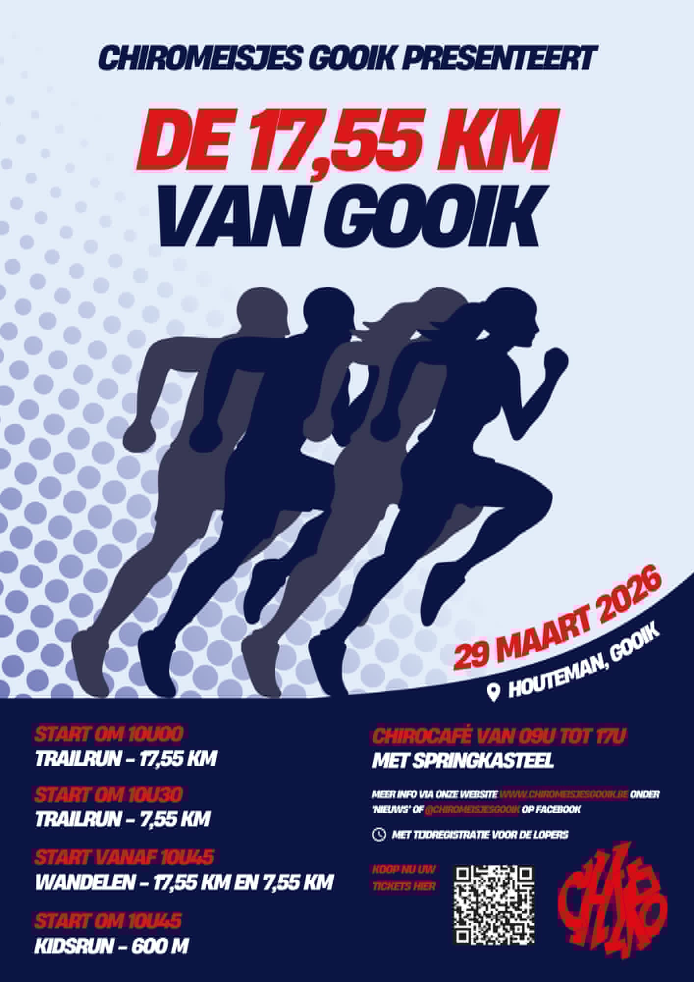 Op 'De 17,55 km van Gooik' genieten we samen van onze prachtige groene omgeving op een sportieve manier. Het evenement gaat door op het oude atletiekplein van Gooik, waar de start en finish is van wandel-en looproutes van 17,55 km en 7,55 km.