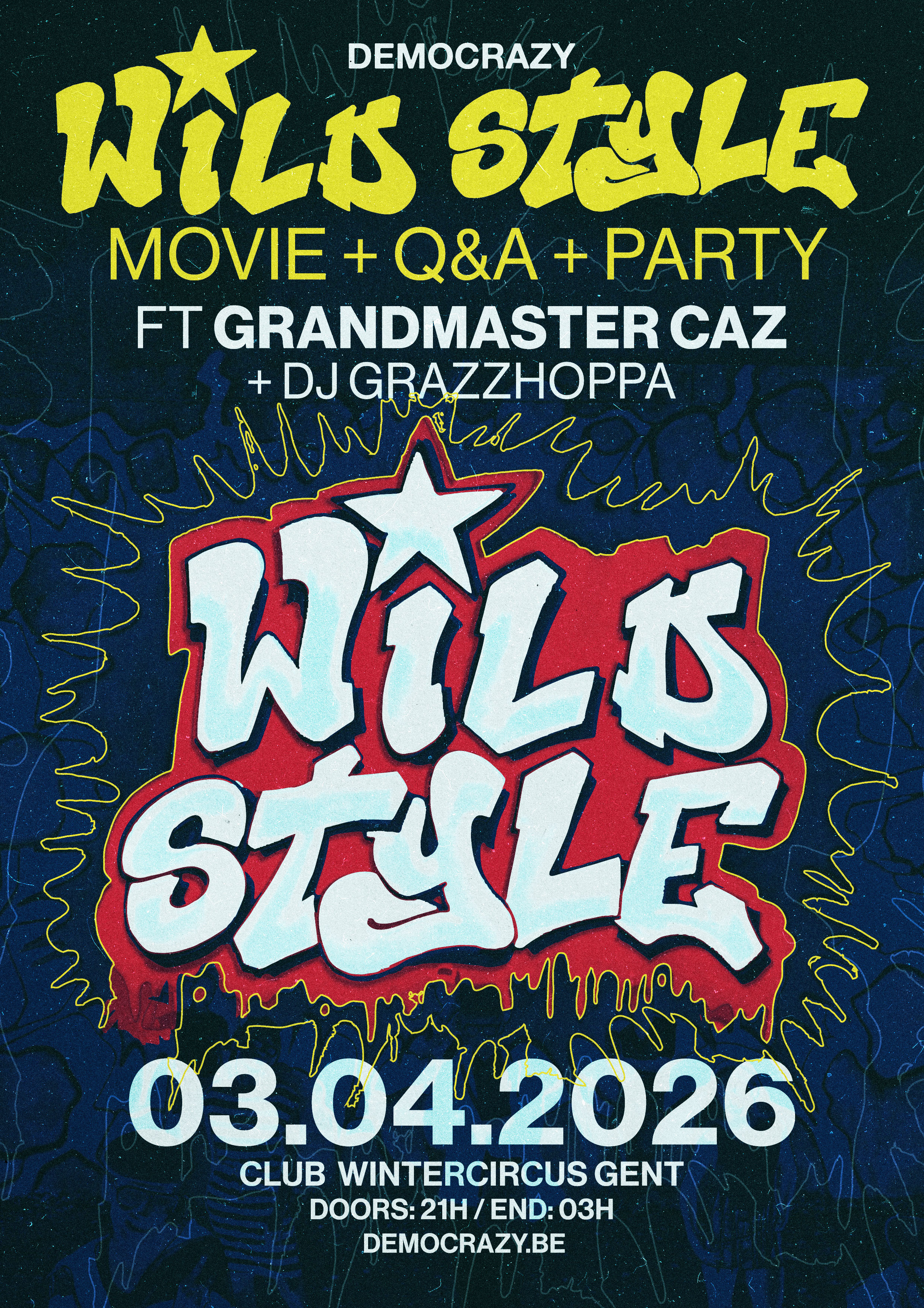 We duiken  in de fundamenten van hiphop: een screening van Wild Style, een Q&A met pionier Grandmaster Caz en een stevige afterparty met beats van Grandmaster Caz en DJ Grazzhoppa.