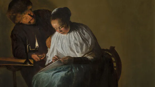Judith Leyster, 'Jonge vrouw die door een man wordt belaagd', 1631. Mauritshuis