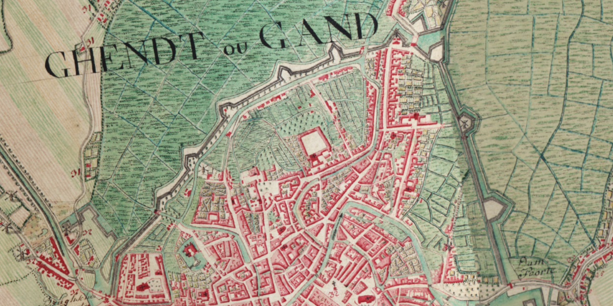 Ferrariskaart 1775 via Gent Gemapt