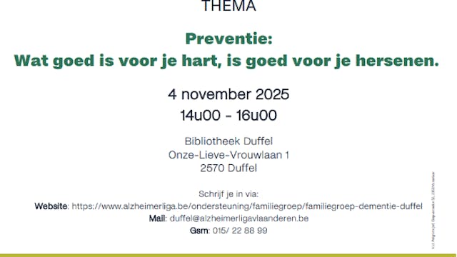 affiche 9 FG dementie Duffel