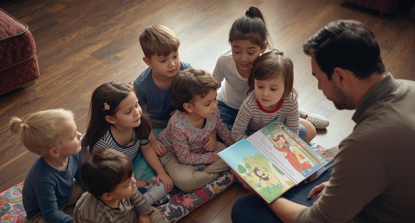 Samen een prentenboek lezen.