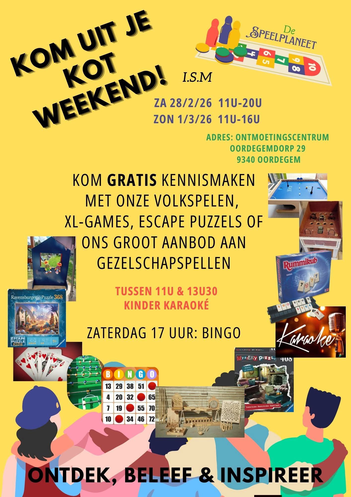 Hou je van spelletjes, escaperoompuzzels, rummikub, karaoke of bingo? mogelijkheid tot knutselen van happy stones. iedereen is welkom, de inkom is gratis 