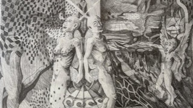 Uit de wonderlijke gedachten van Paul-Emile: potloodtekening op groot formaat