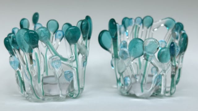 Glaskunst Workshop Koraal Theelichtjes Aquablue