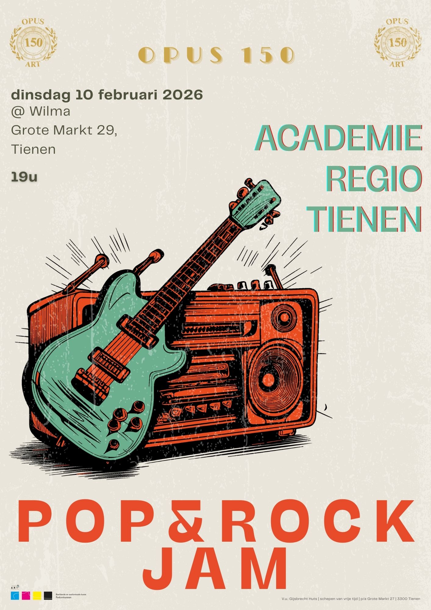 Affiche jam met illustratie gitaar