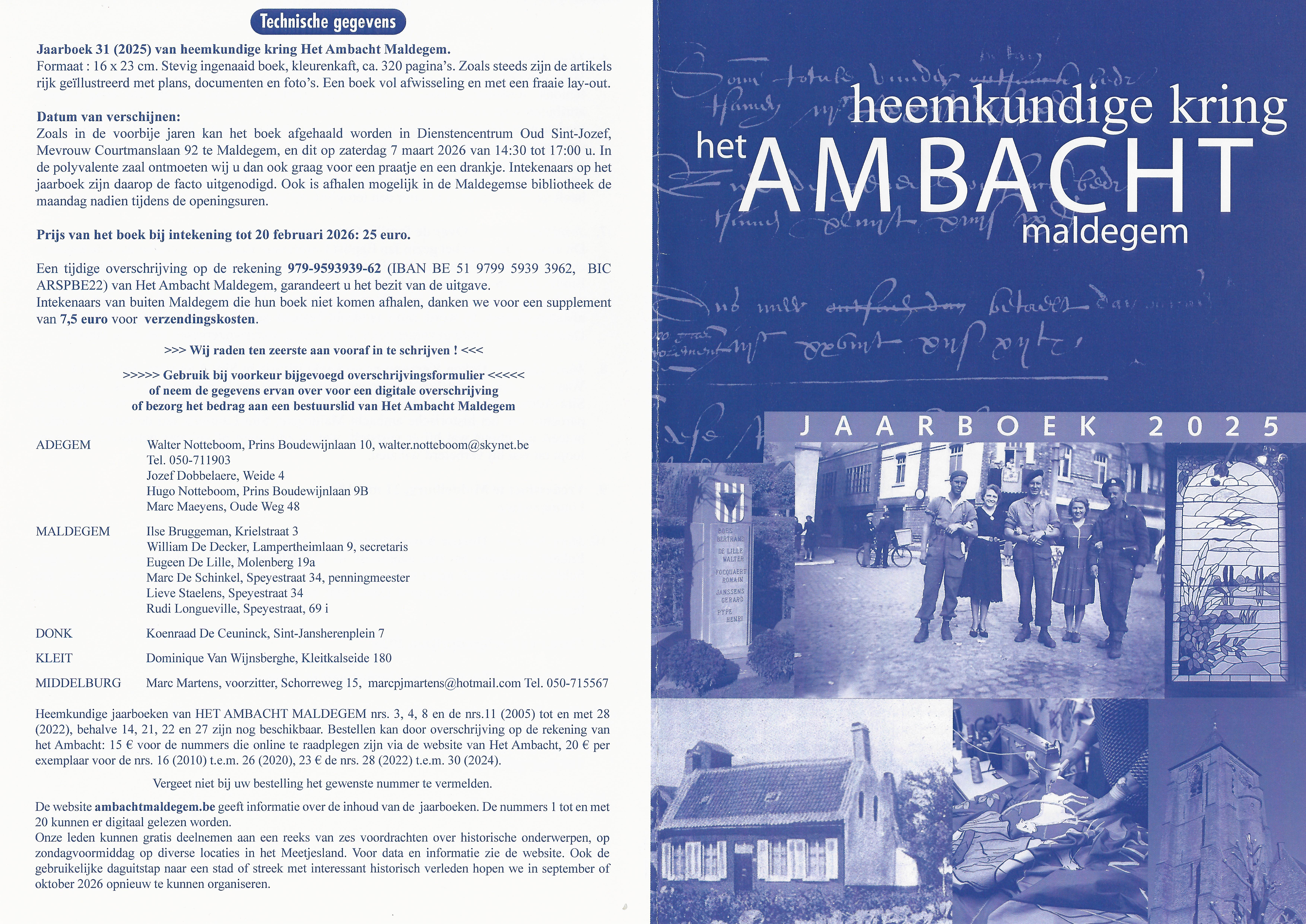 31ste Jaarboek van Heemkundige kring Het Ambacht Maldegem