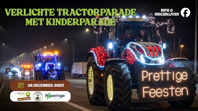 Verlichte tractorparade met kinderparade