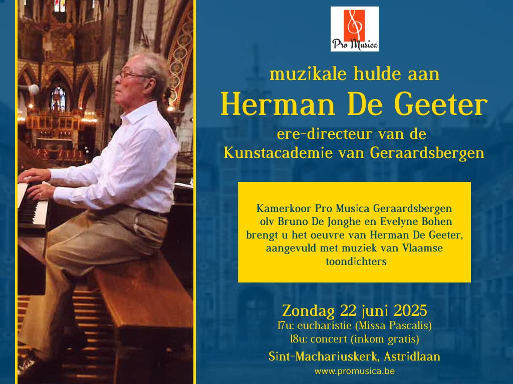 Muzikale hulde aan Herman De Geeter - eredirecteur van de Kunstacademie ...