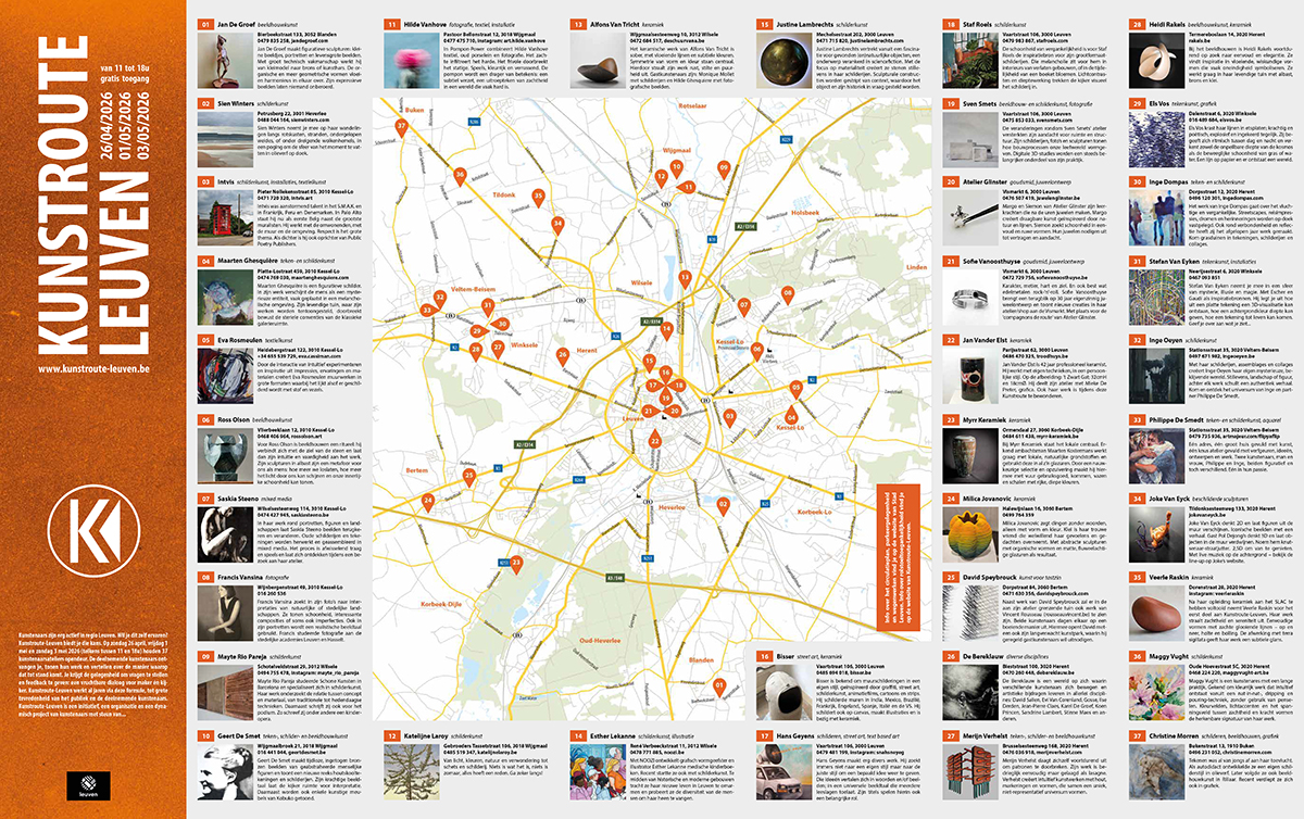 routeplan, ook te vinden op www.kunstroute-leuven.be
