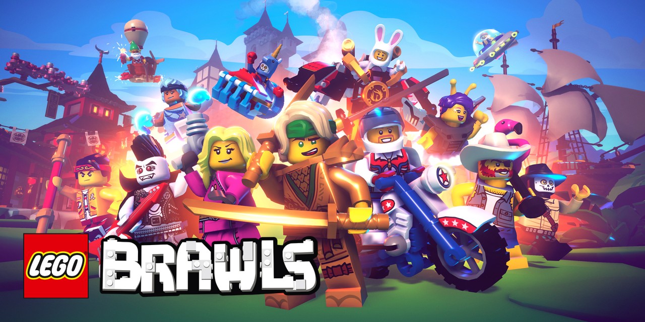 Kleurrijke afbeelding van de game 'LEGO Brawls' voor Nintendo Switch.