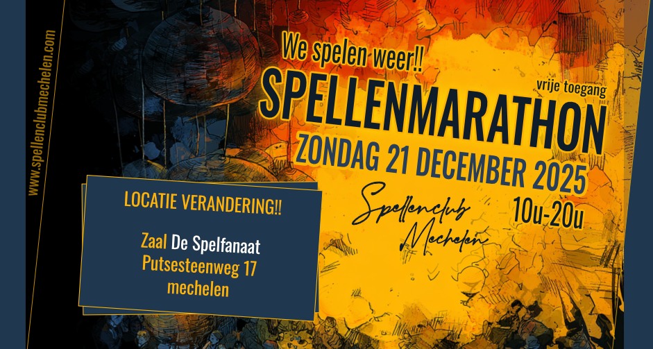 Spellenmarathon 21 december 2025 - Spellenclub Mechelen