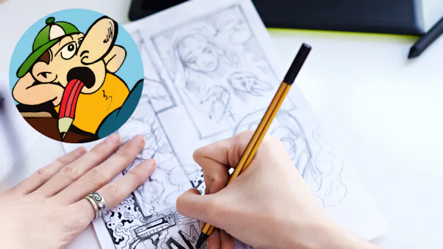 Iemand die aan het striptekenen is