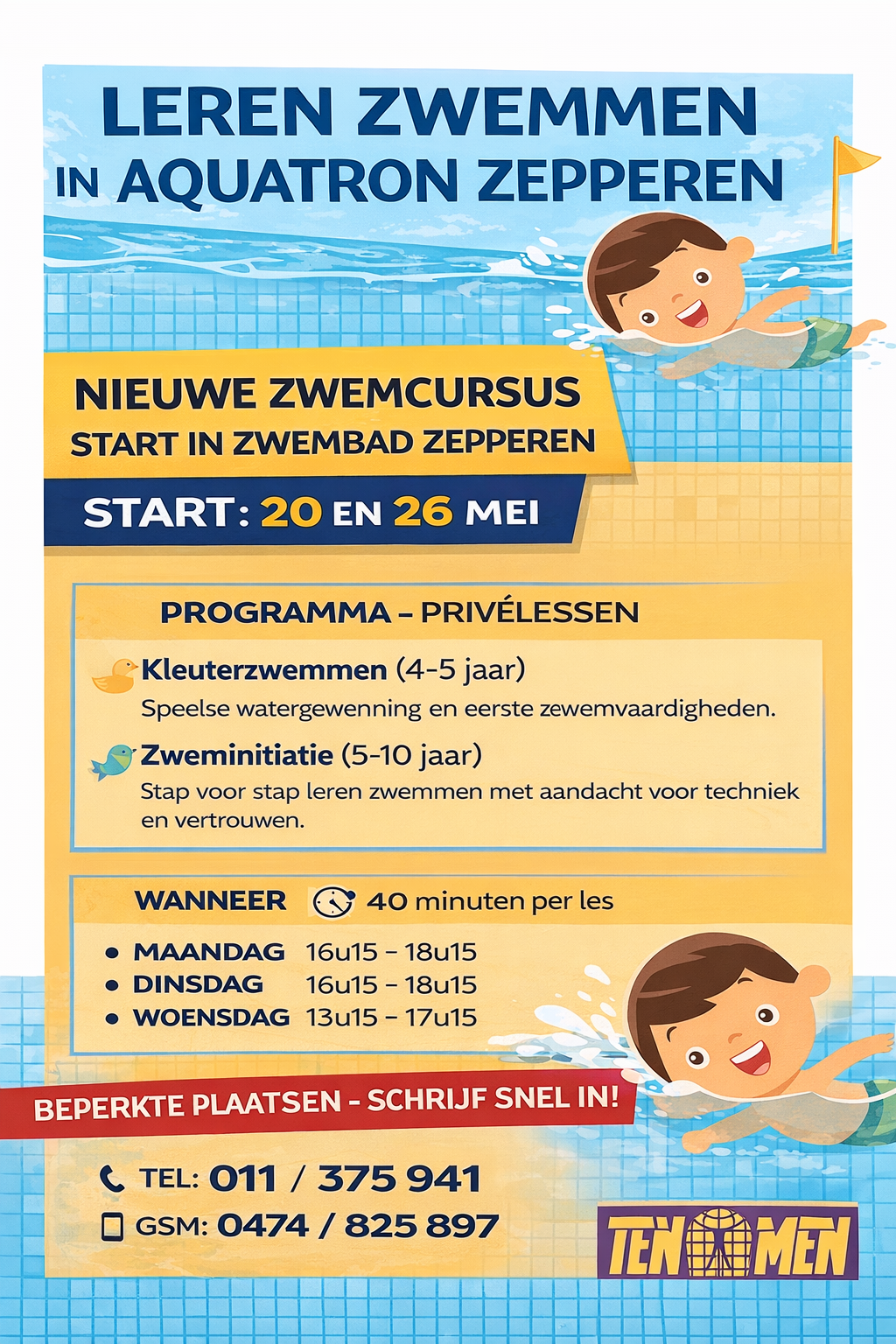 Leren zwemmen in Zepperen!