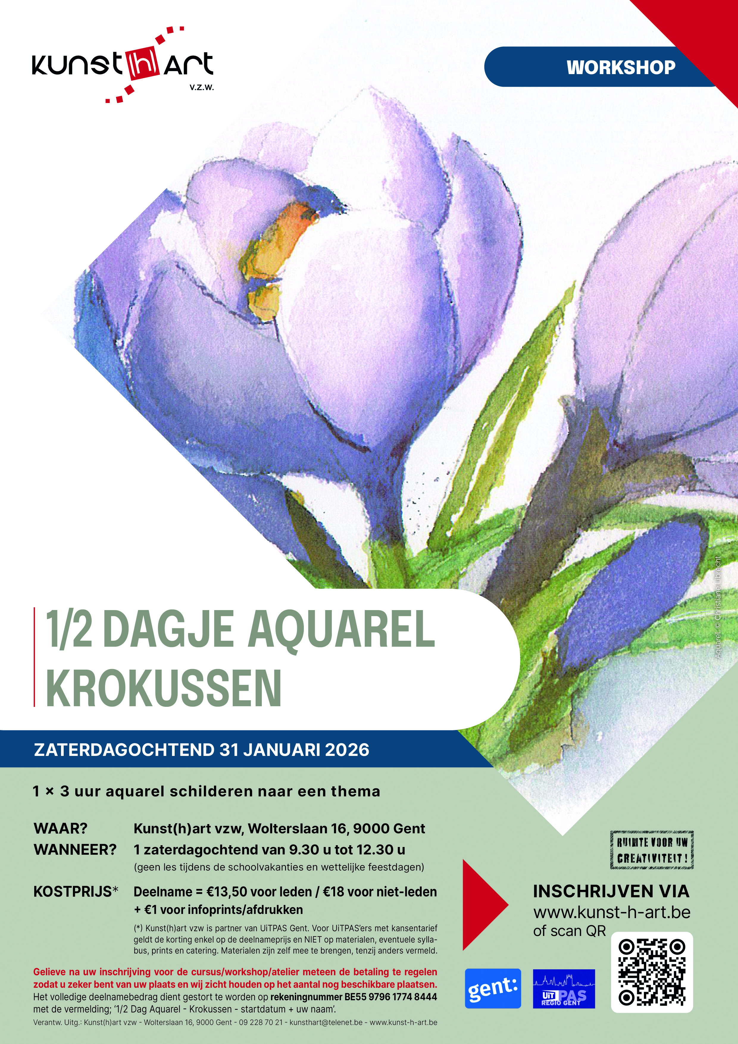 Affiche Halve Dag Aquarel Krokussen
