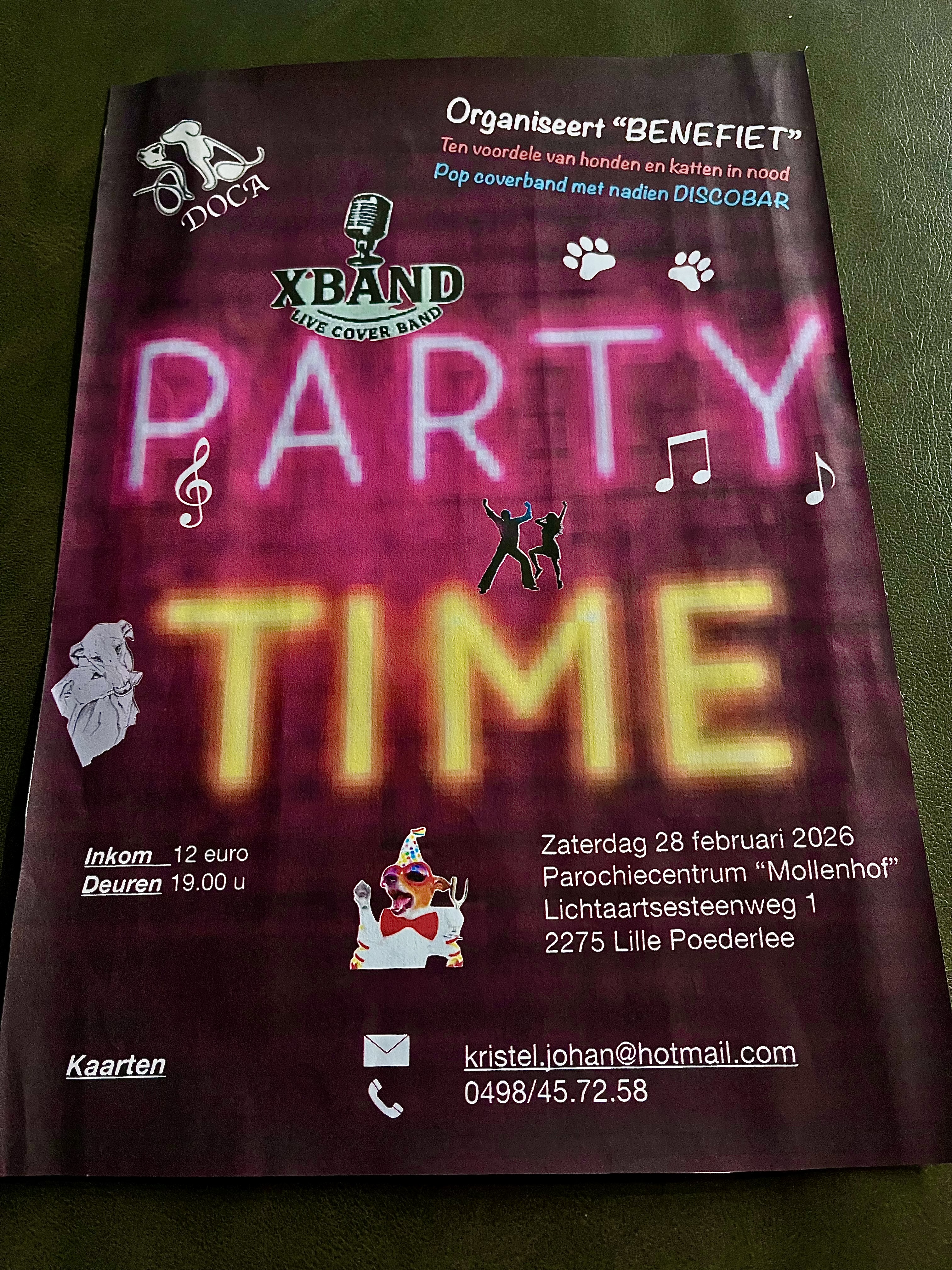 Het wordt een avond vol met live muziek,DJ en ambiance waarbij alle opbrengsten naar DOCA dogs and cats gaat.  Hierbij willen we ook extra aandacht vragen voor dieren die worden mishandeld en achtergelaten en medische zorg nodig hebben .