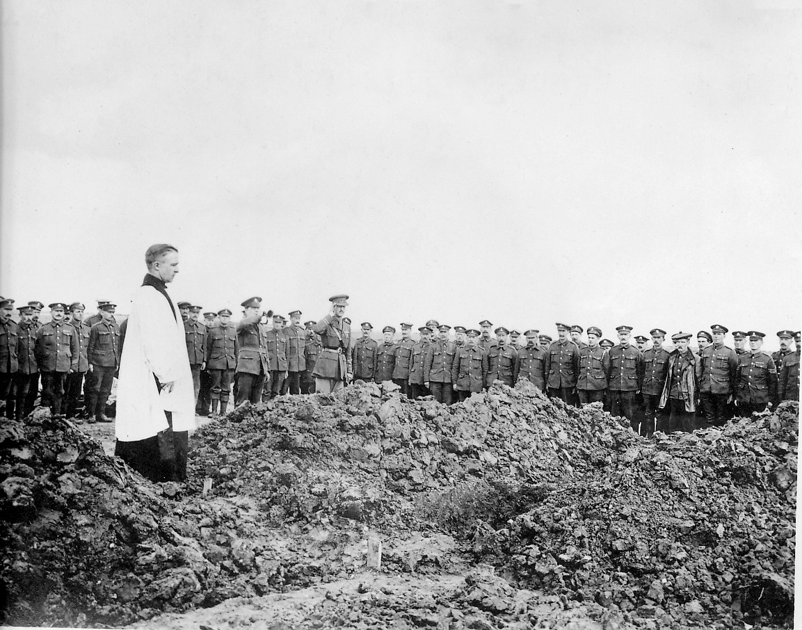 Burial party in Passchendaele New British Cemetery, Belgium (used in online article 'Recovery and Reburial in 1919')