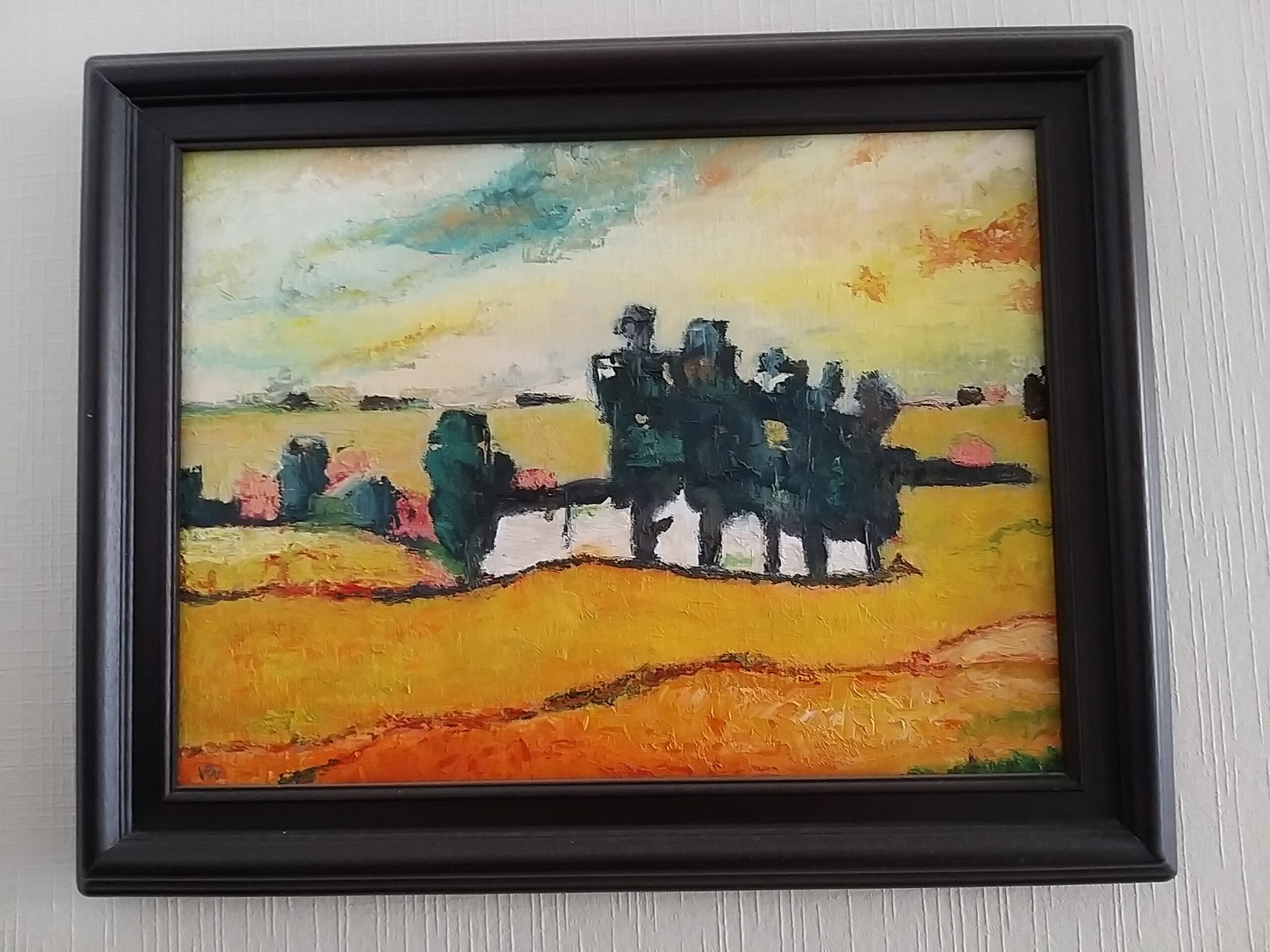 Bomen aan vijver 30x40cm Olieverf op doek.jpg