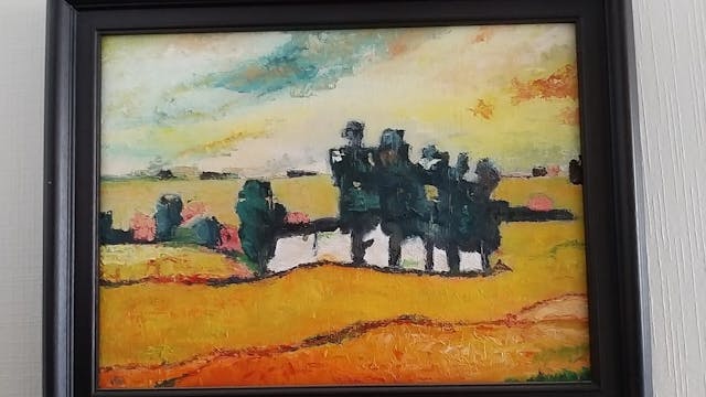 Bomen aan vijver 30x40cm Olieverf op doek.jpg