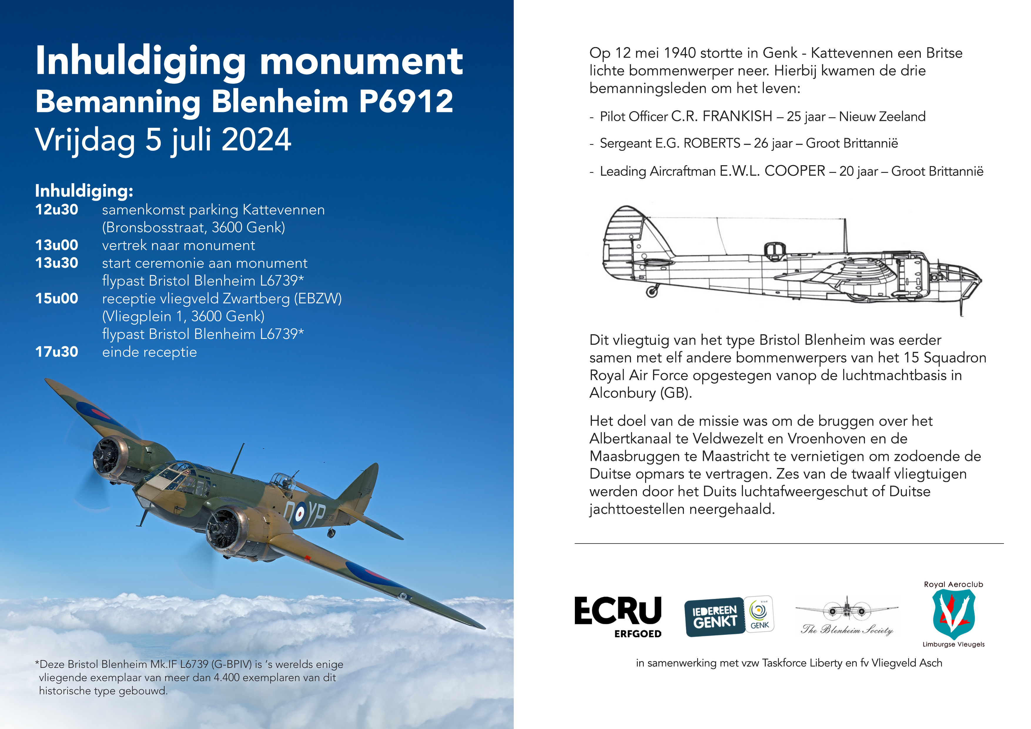 Inhuldiging monument bemanning Blenheim P6912