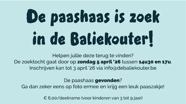 De paashaas is zoek in de Baliekouter