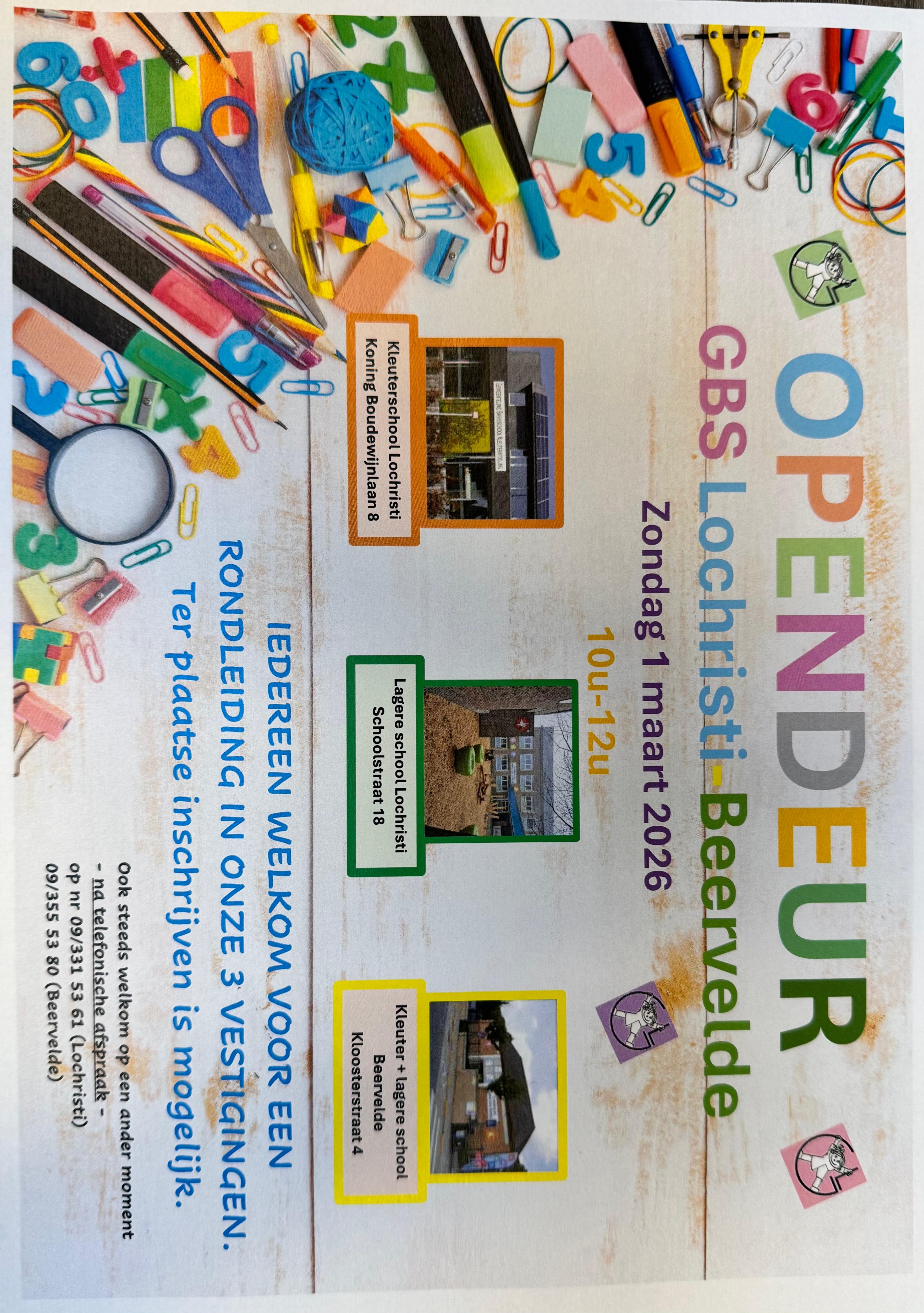 IEDEREEN WELKOM OP DE OPENDEURDAG VAN GEMEENTESCHOOL LOCHRISTI-BEERVELDE