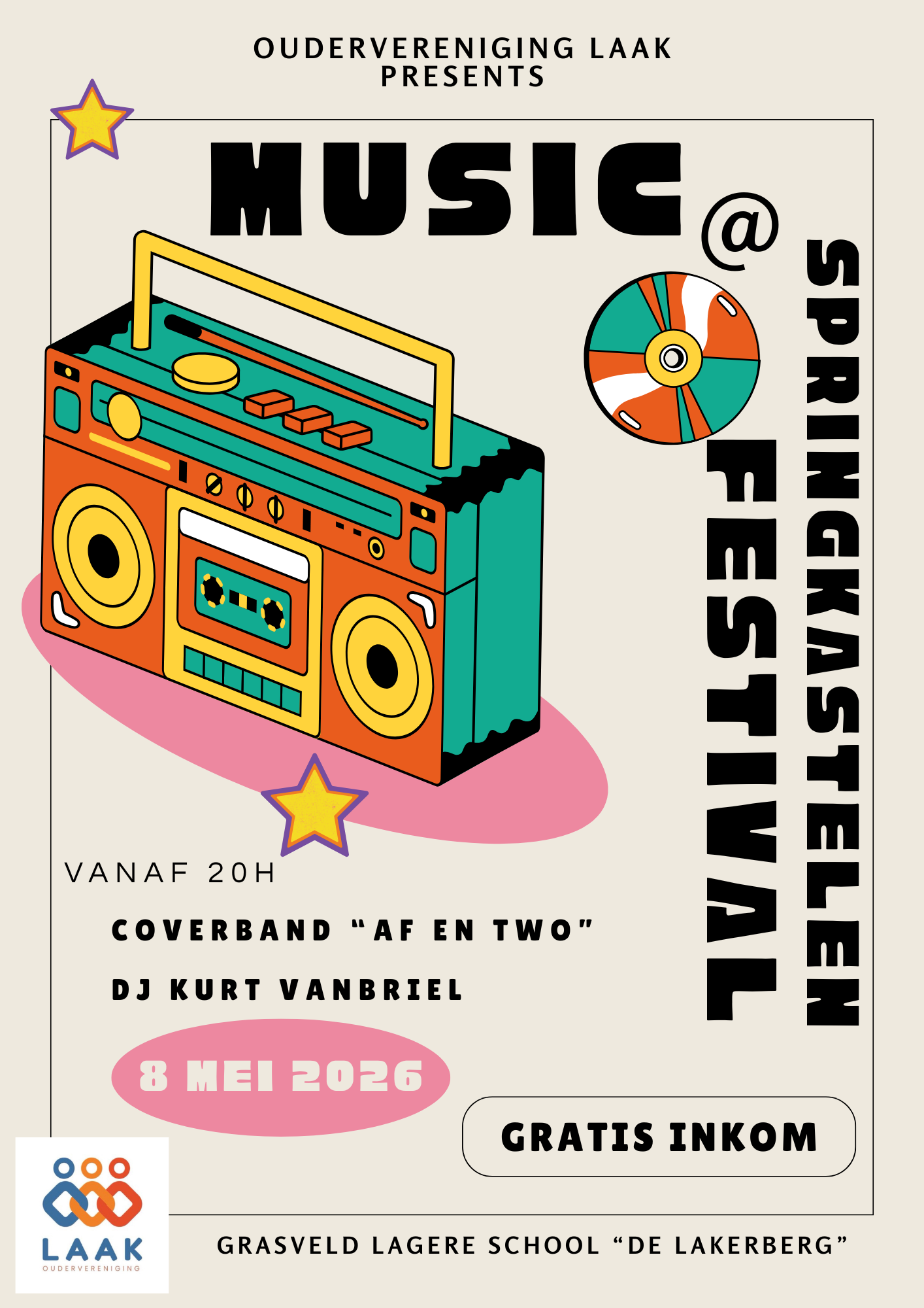 Reclame flyer Music @ springkastelen festival
