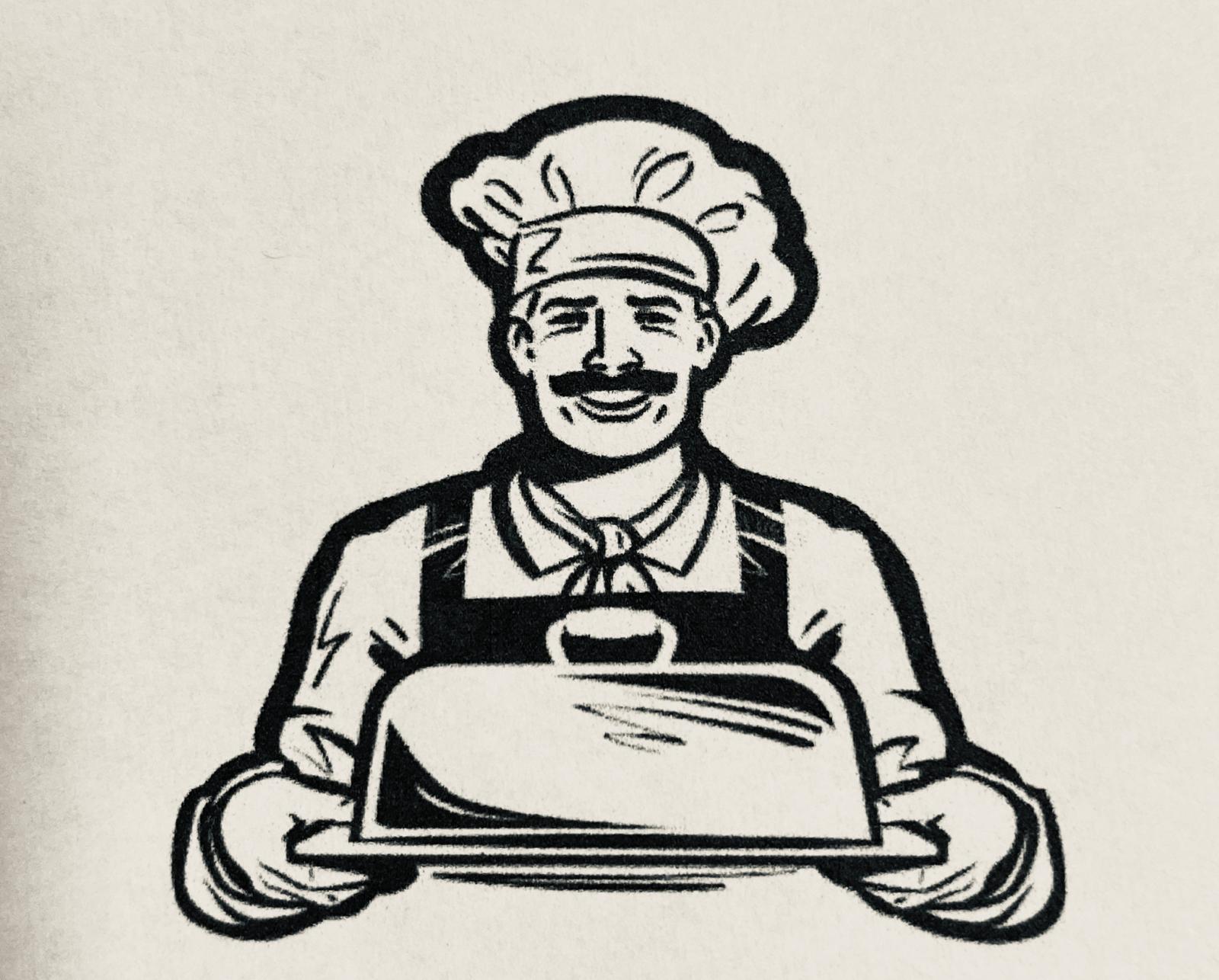 Kok met bord onder stolp