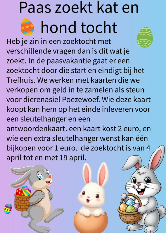 Paas zoekt kat en hond tocht