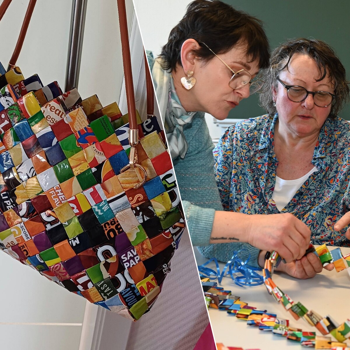 Handtas uit chipszakken