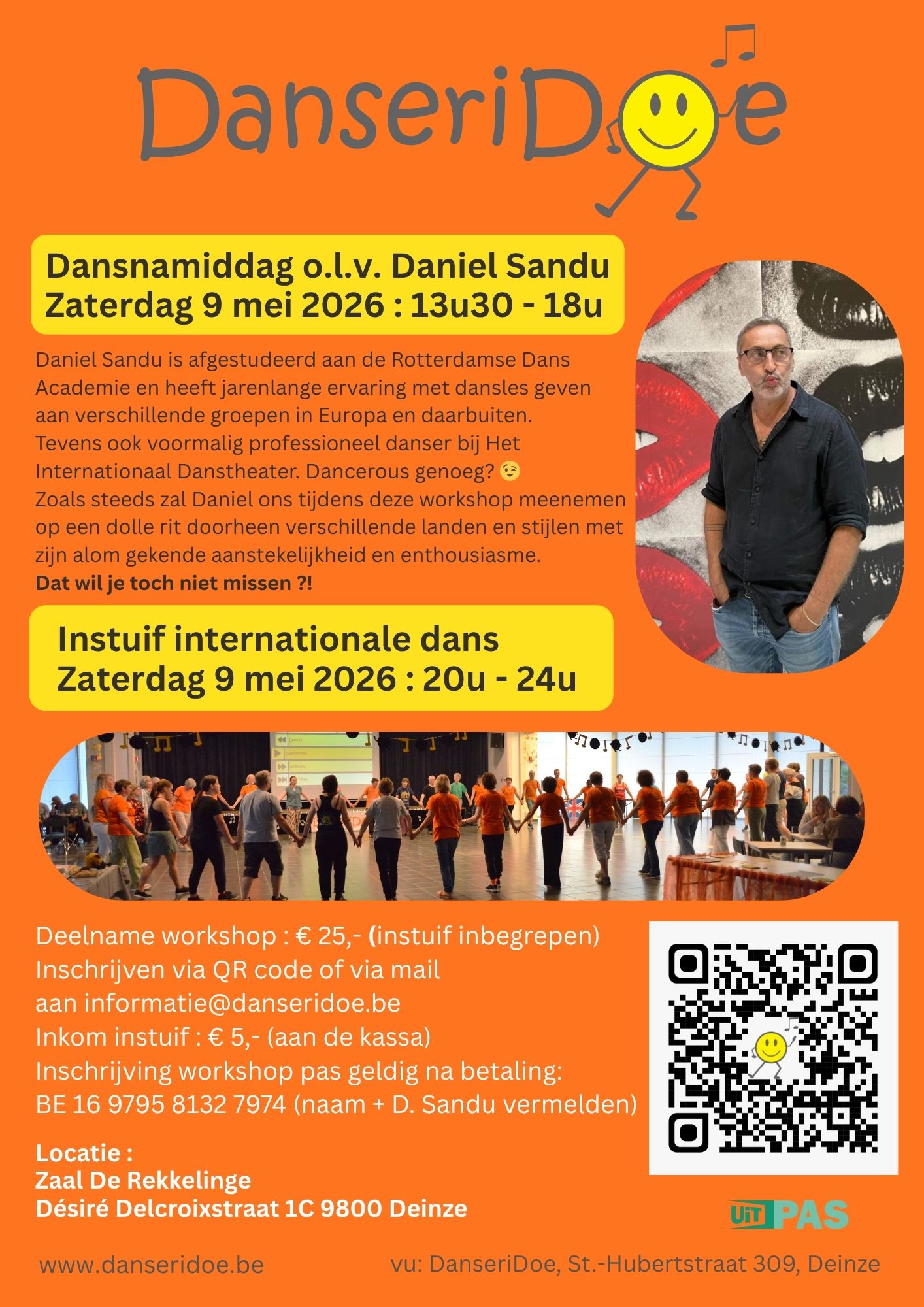 Frlyer dansnamiddag o.l.v. Daniel Sandu & instuif internationale dans 