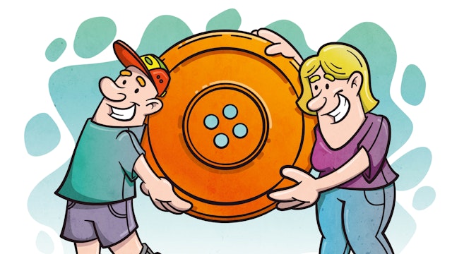 De oranje knoop als teken van betrokkenheid. Tisse GEUKENS verwerkte voor ons de oranje knoop in een strip. © RA Liga vzw