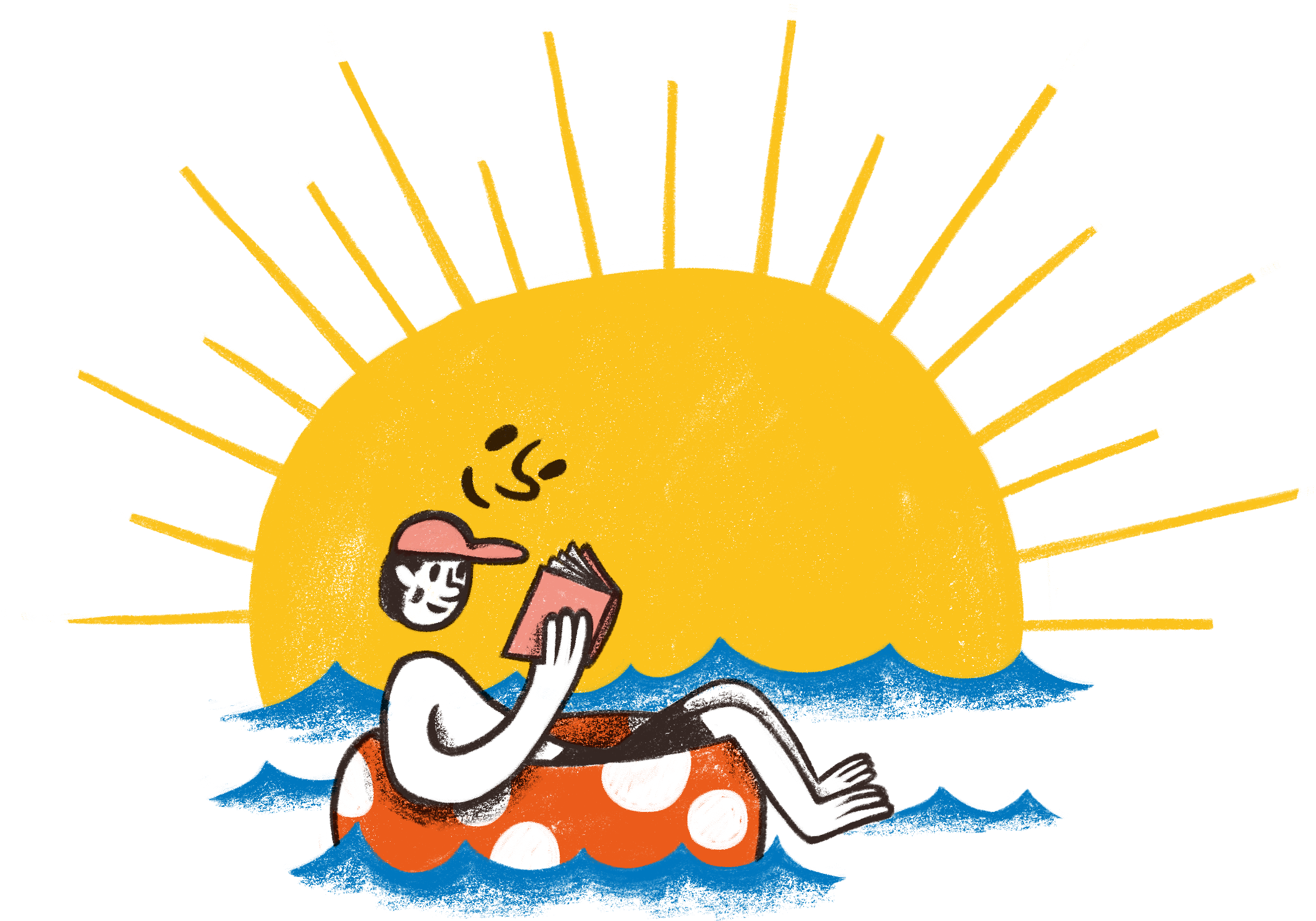 mens dobberend in een zwemband op zee onder een stralende zon