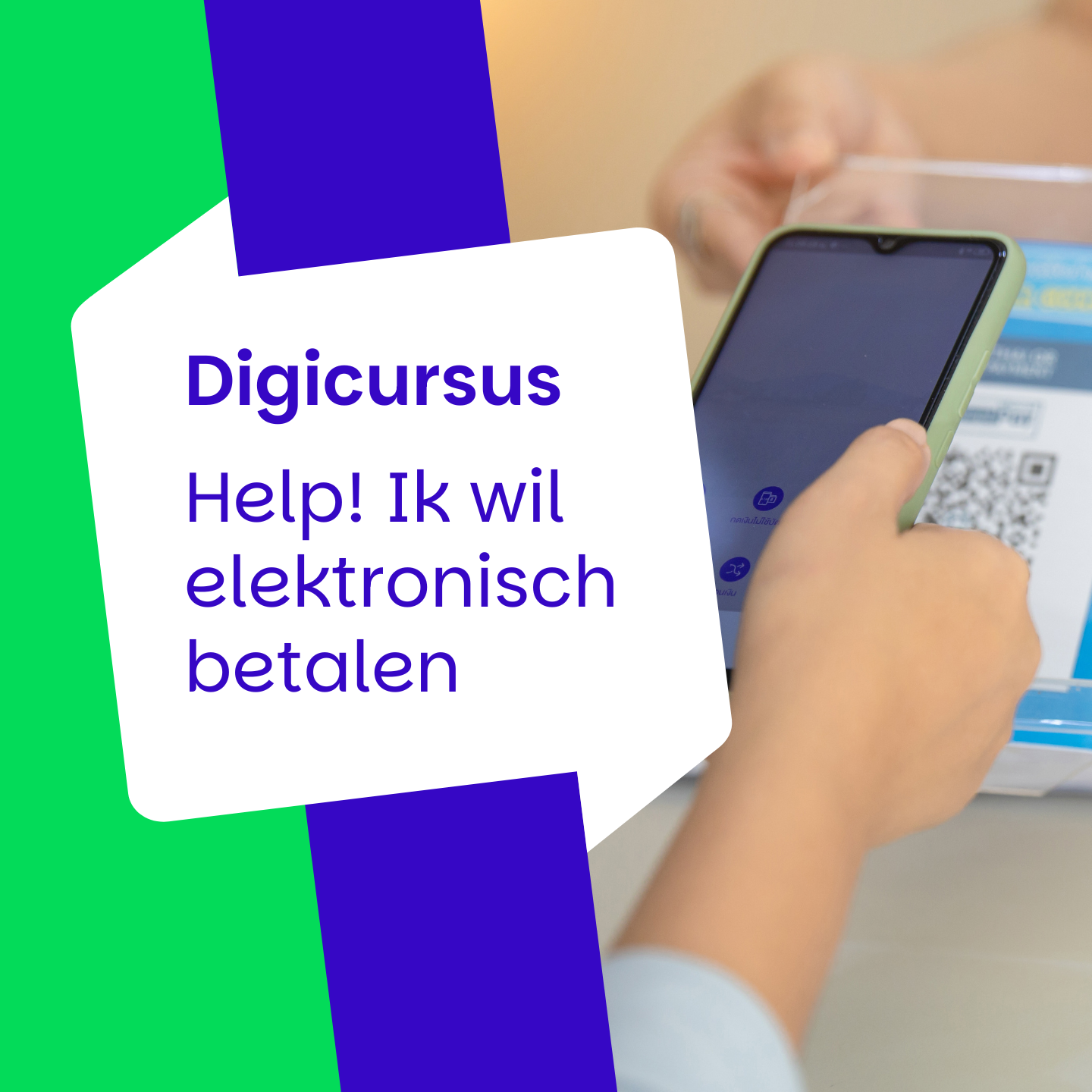 promobeeld van persoon die via QR-code betaalt