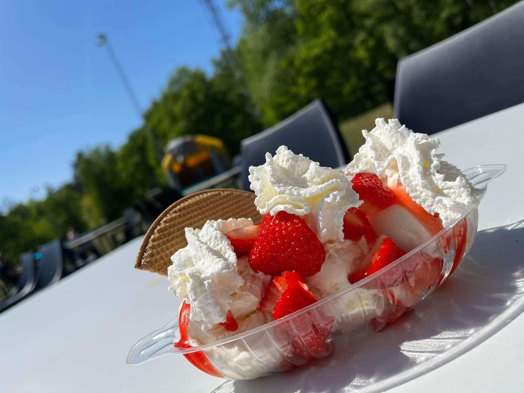 Onze heerlijke coupe met aardbeien